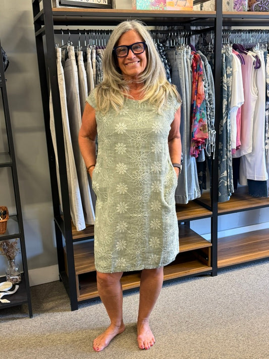 Linen Print Dress