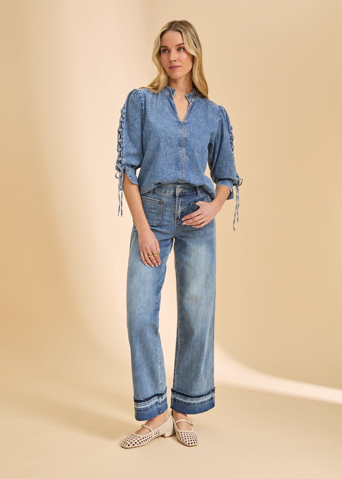 Lace Up Sleeve Shirt