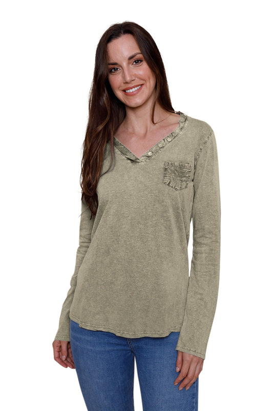 long sleeve suzy d olive green top