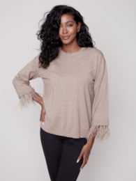Feathered Sleeve Sweater