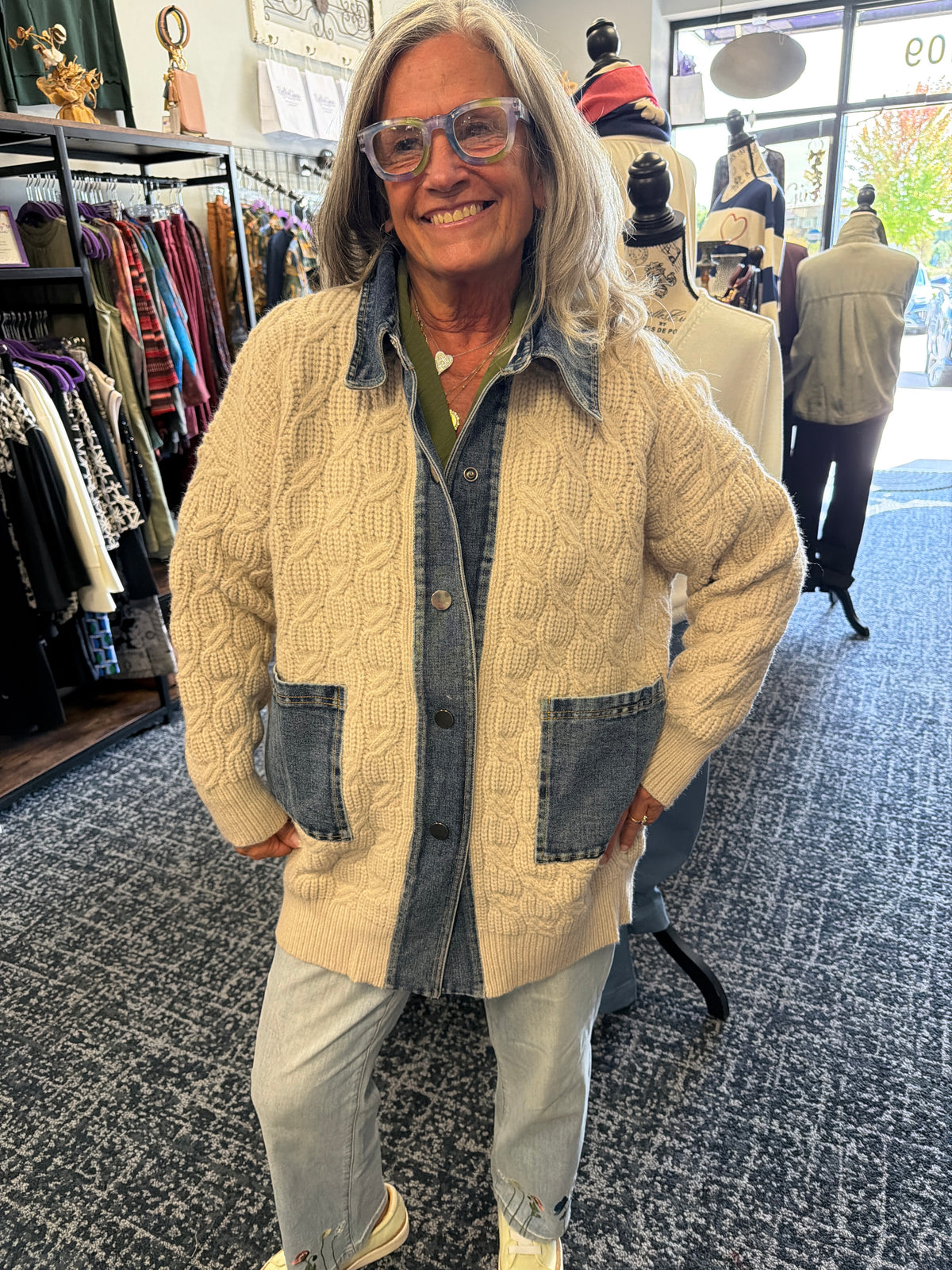 Denim Trim Sweater