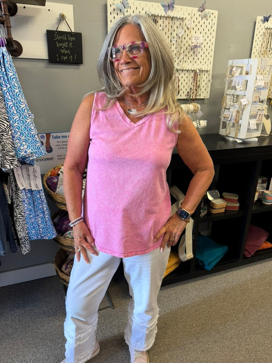 Cotton Sleeveless V-Neck