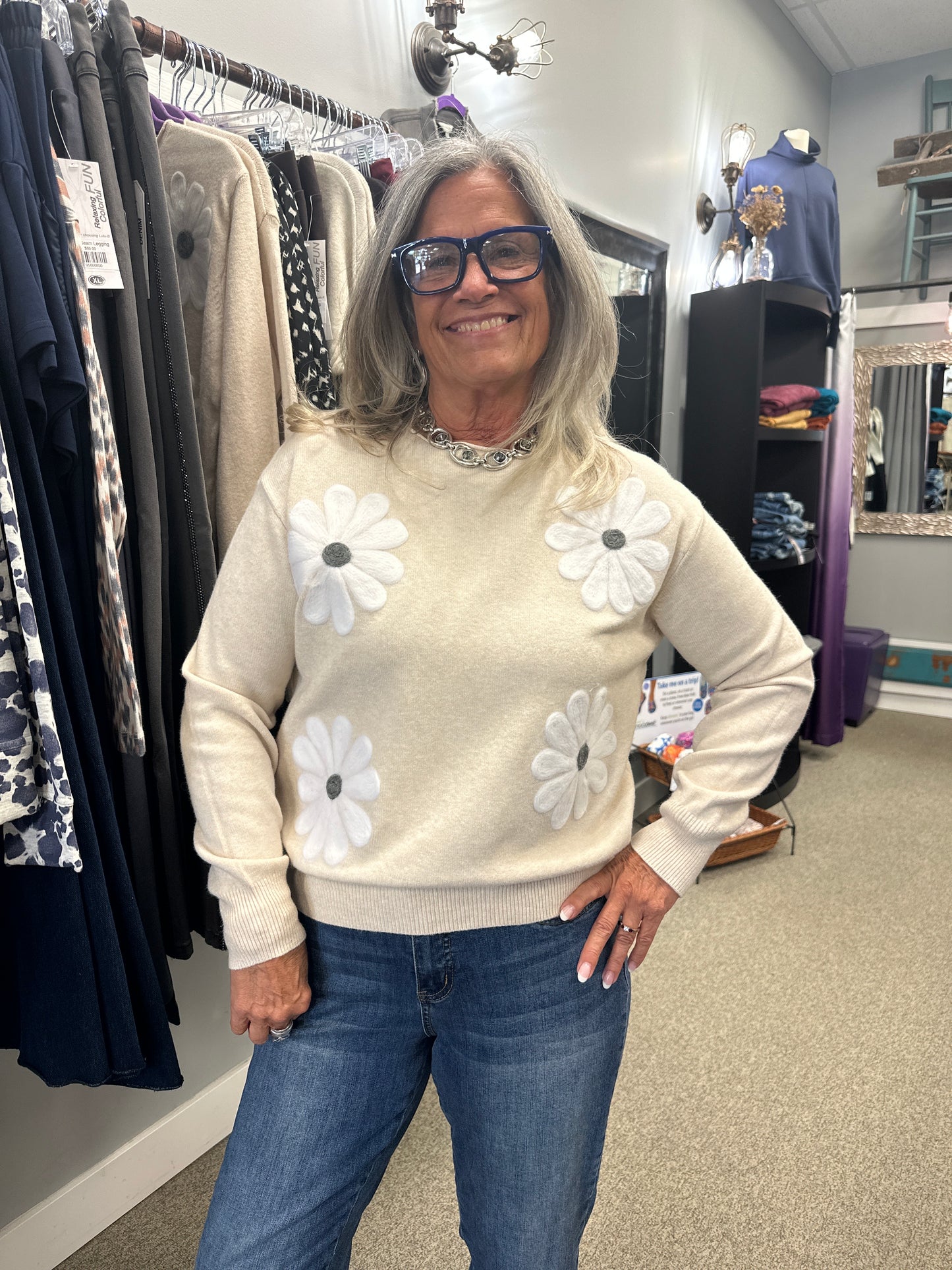 Raised Flower Sweater