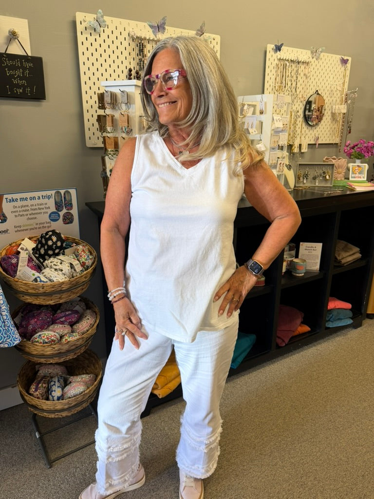 Cotton Sleeveless V-Neck