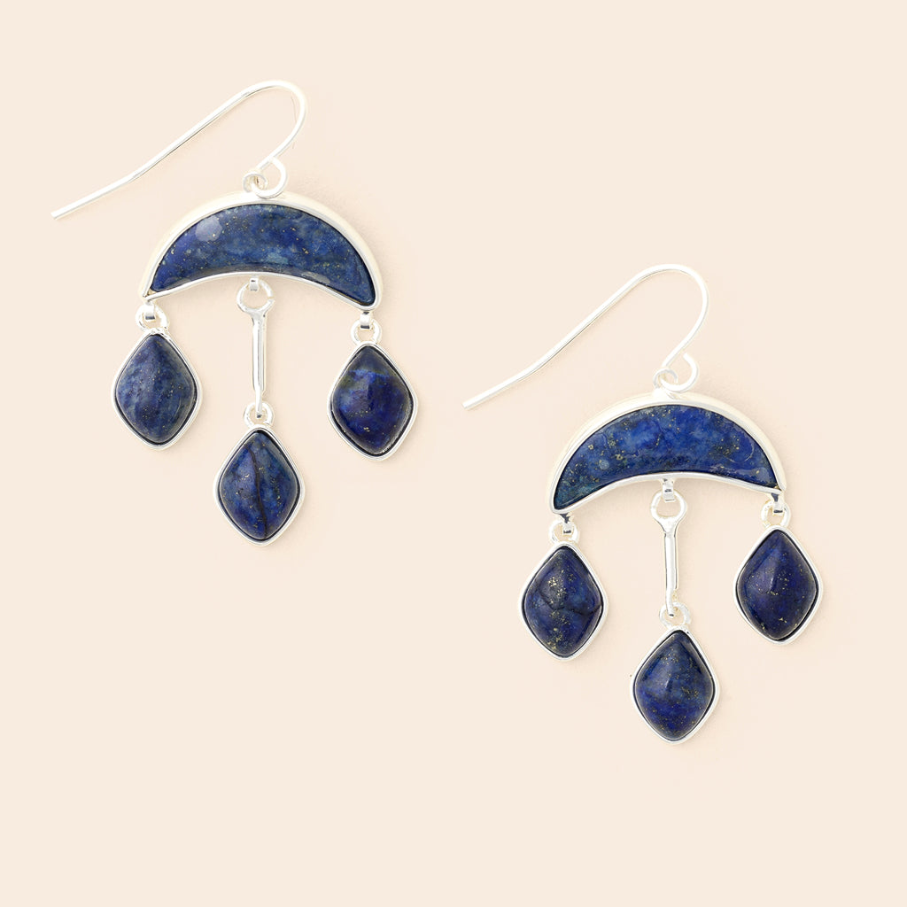 Stone Crescent Drop Earring