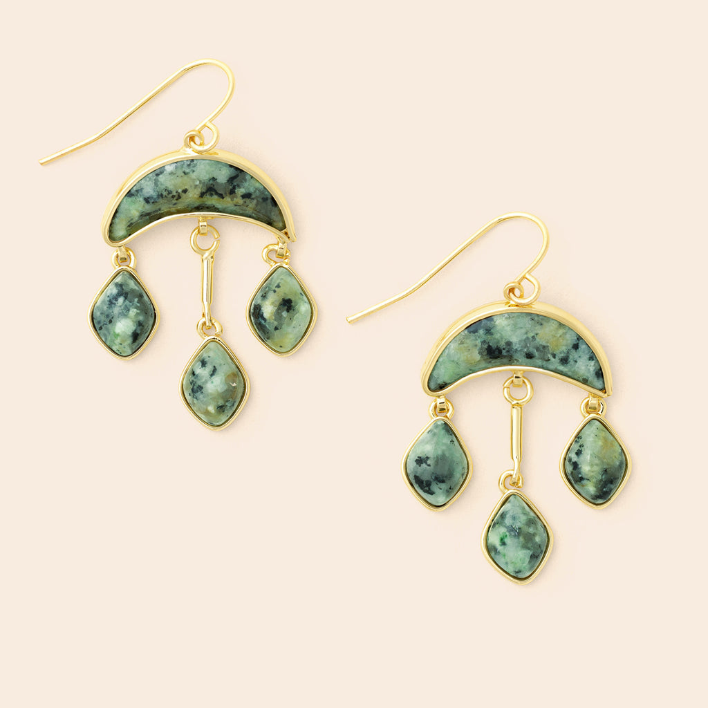 Stone Crescent Drop Earring