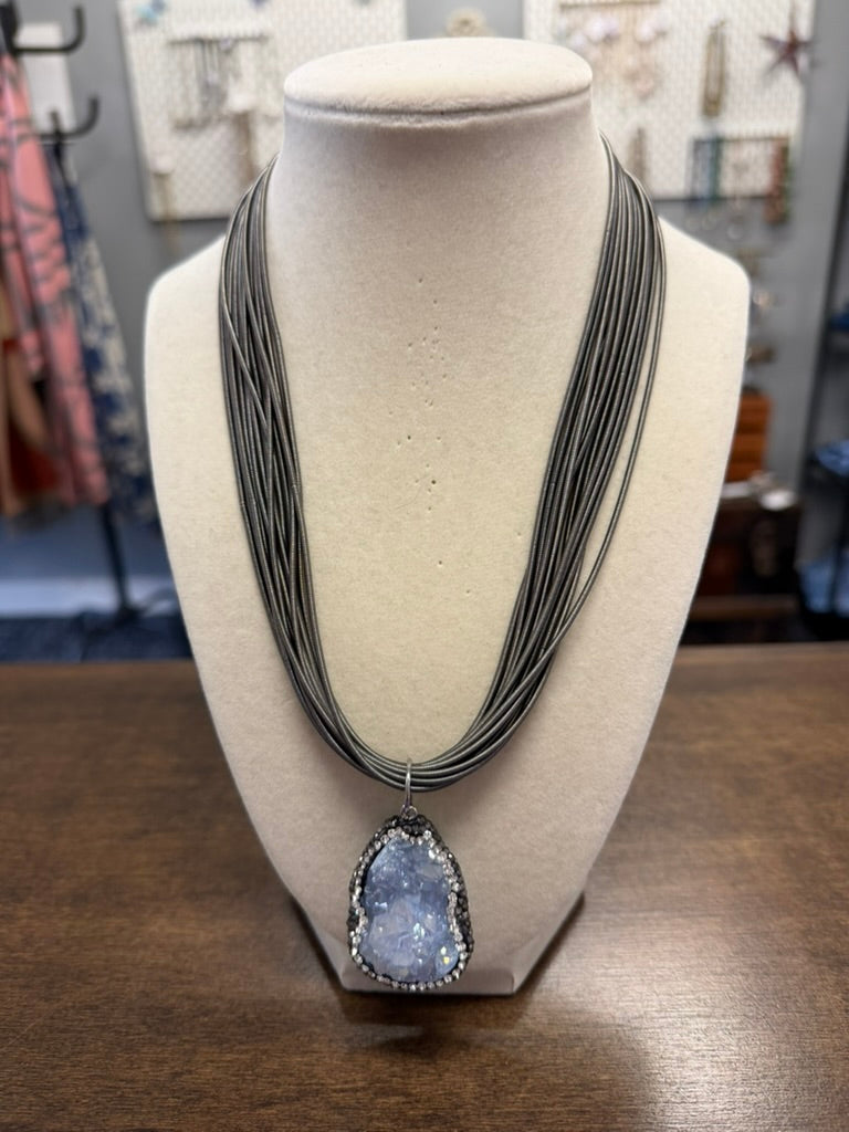 Slate & Blue Crystal Necklace