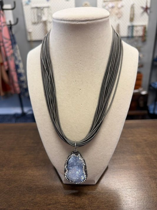 Slate & Blue Crystal Necklace