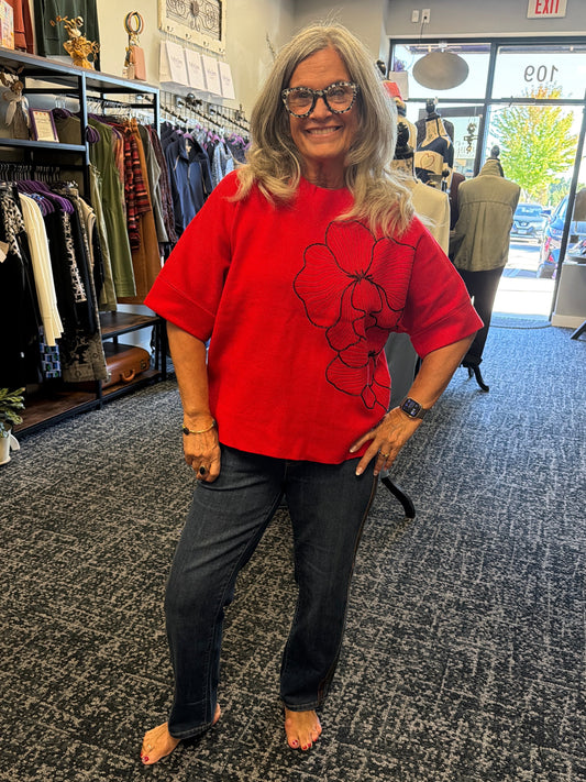 Red Floral Sweater