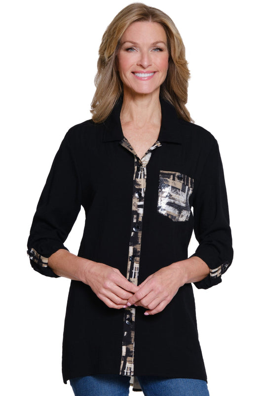 Roll-Tab Sleeve Blouse