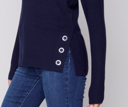 V-Neck Grommet Sweater