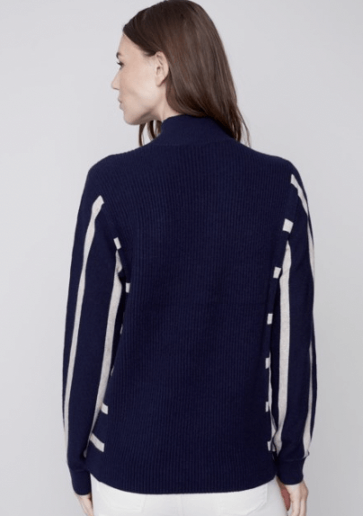 Cowl Neck Stripe Arm Sweater