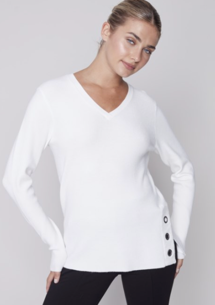 V-Neck Grommet Sweater