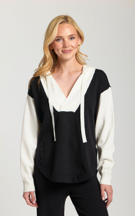 Color Block Hooded Sweater