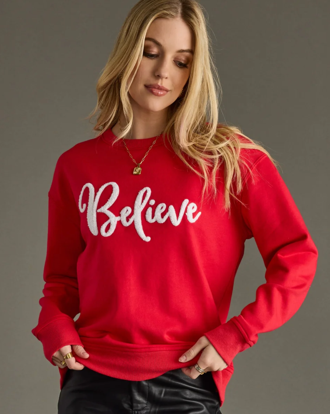 Red "Believe" Sweatshirt