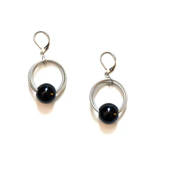 Silver Hoop With Agate Bead