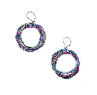 Rainbow Beaded Hoop Earrings