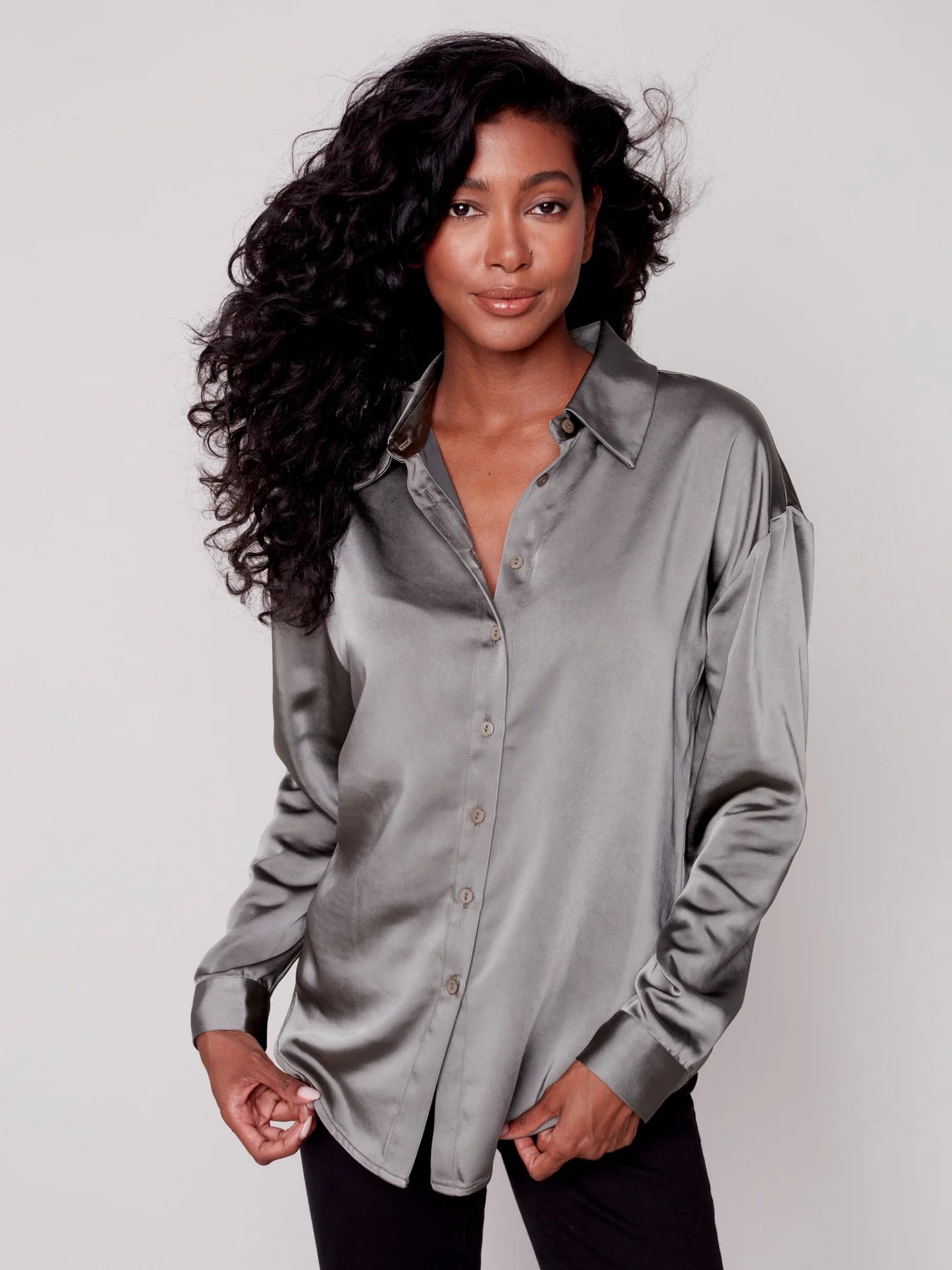 Satin button blouse online