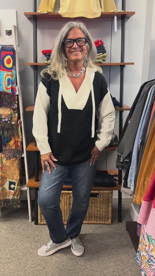 Color Block Hooded Sweater
