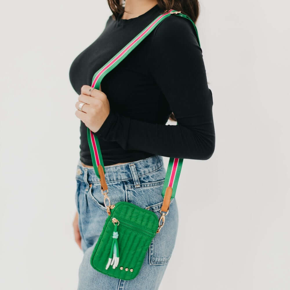 green colorful crossbody purse