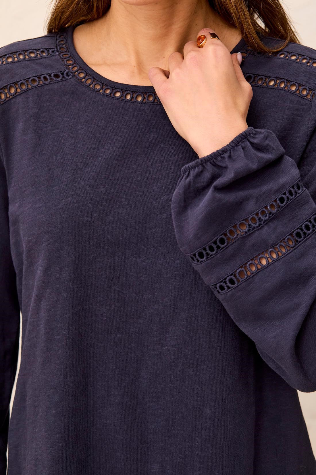 Slub Eyelet Top