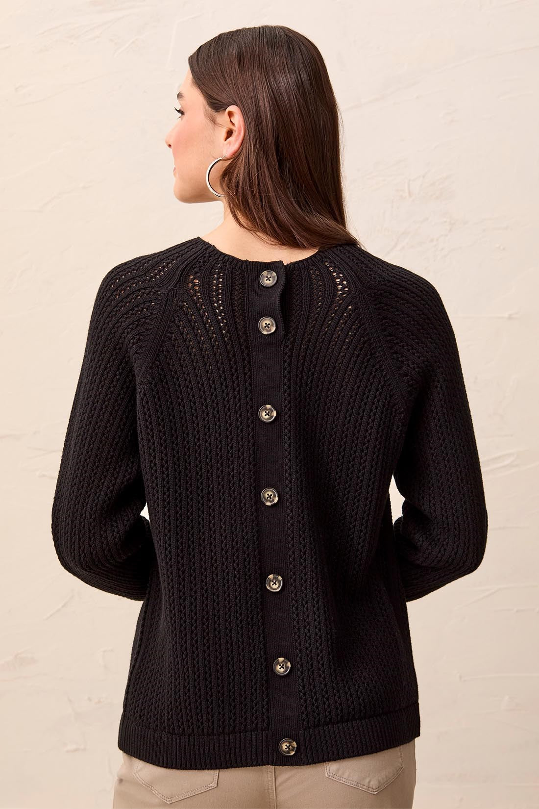 Pointelle Button-Back