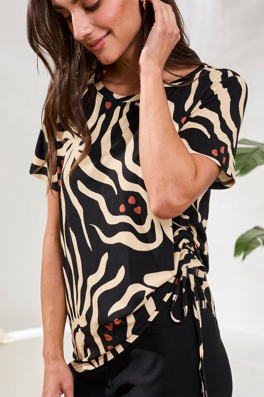 Printed Jersey with Side Ruching