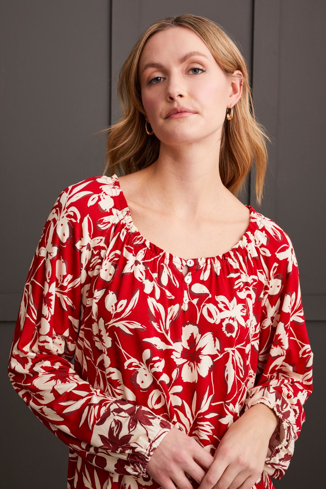 Printed Peasant Top