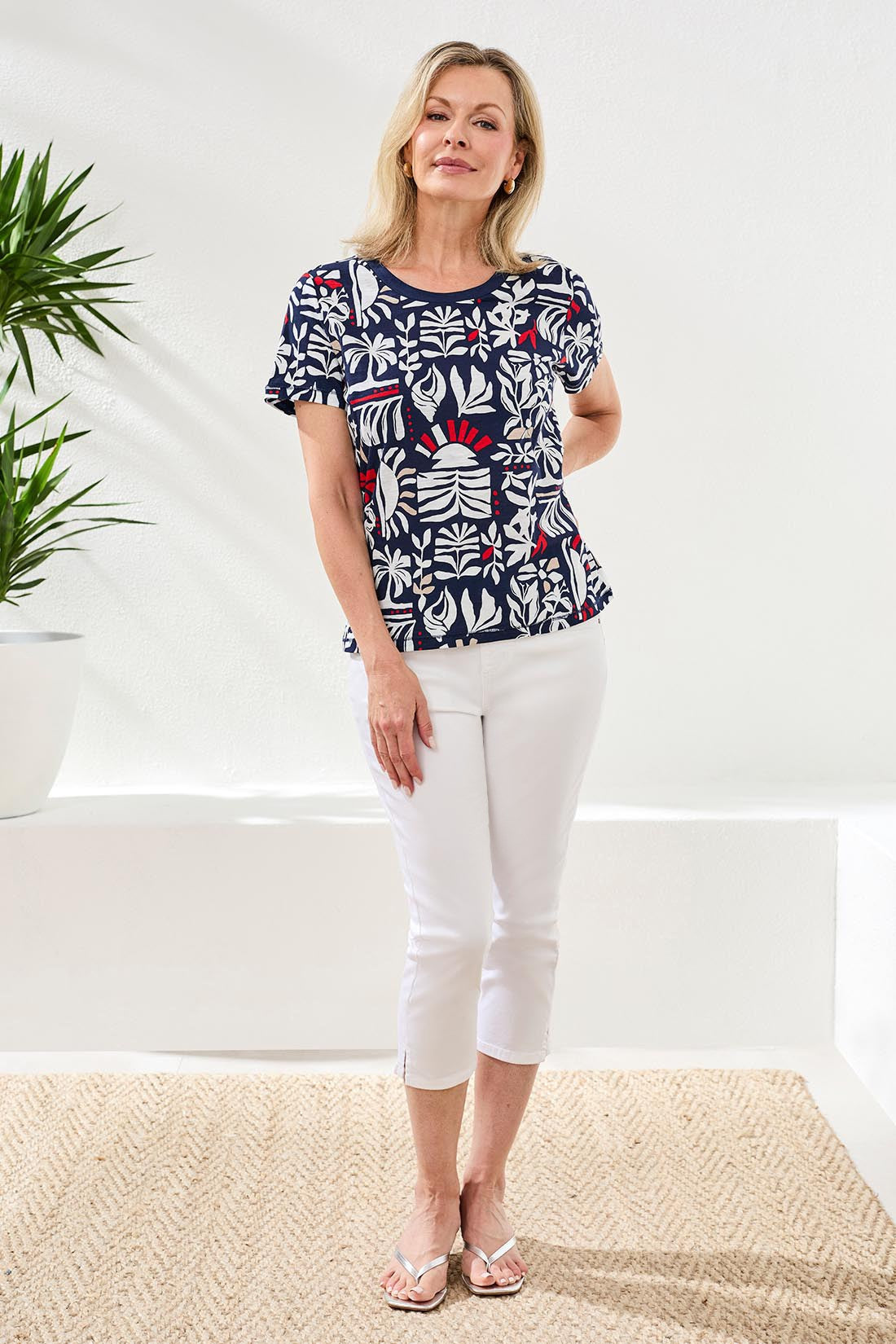 Printed Crew neck Top