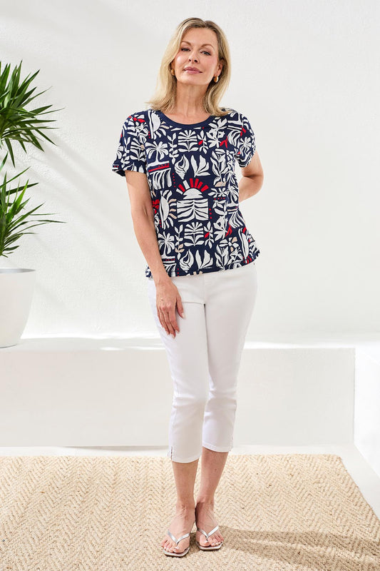 Printed Crew neck Top