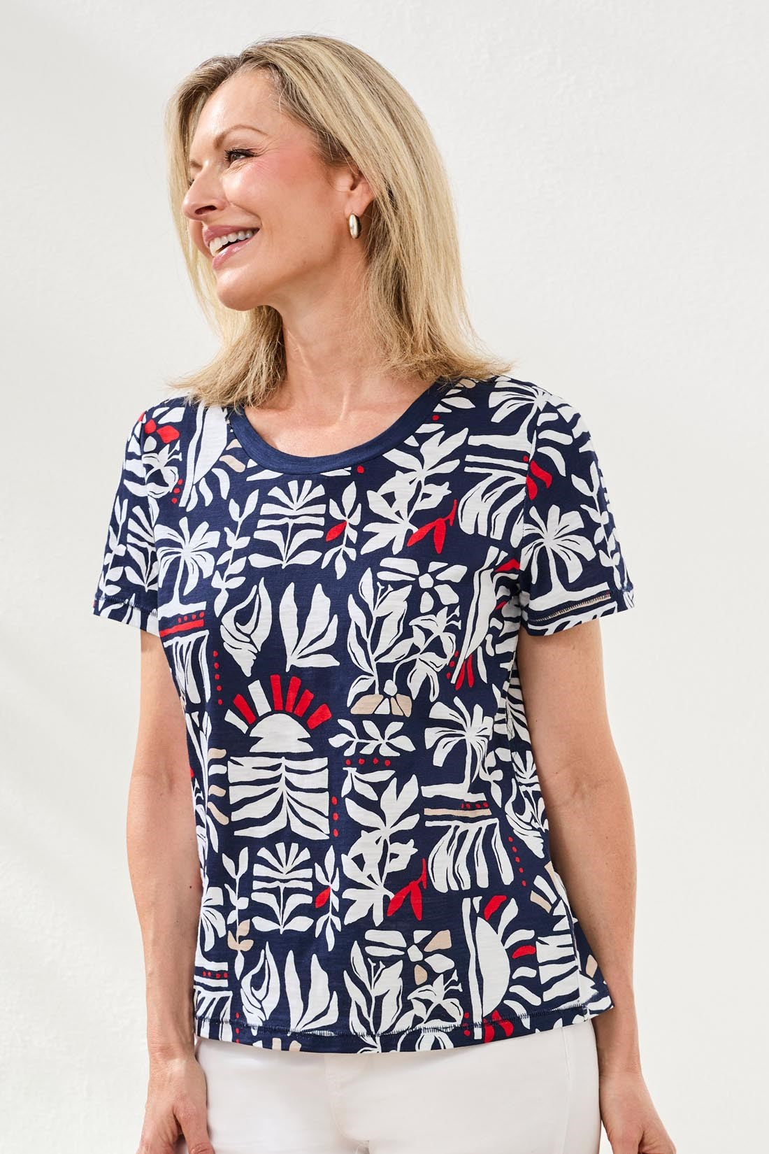 Printed Crew neck Top