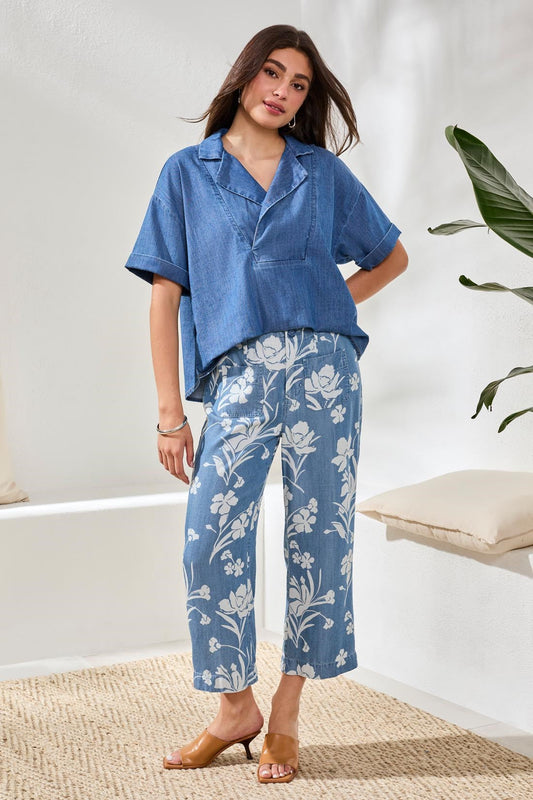 Denim Print Wide Leg