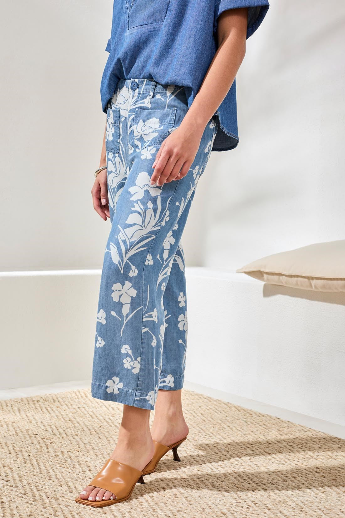 Denim Print Wide Leg