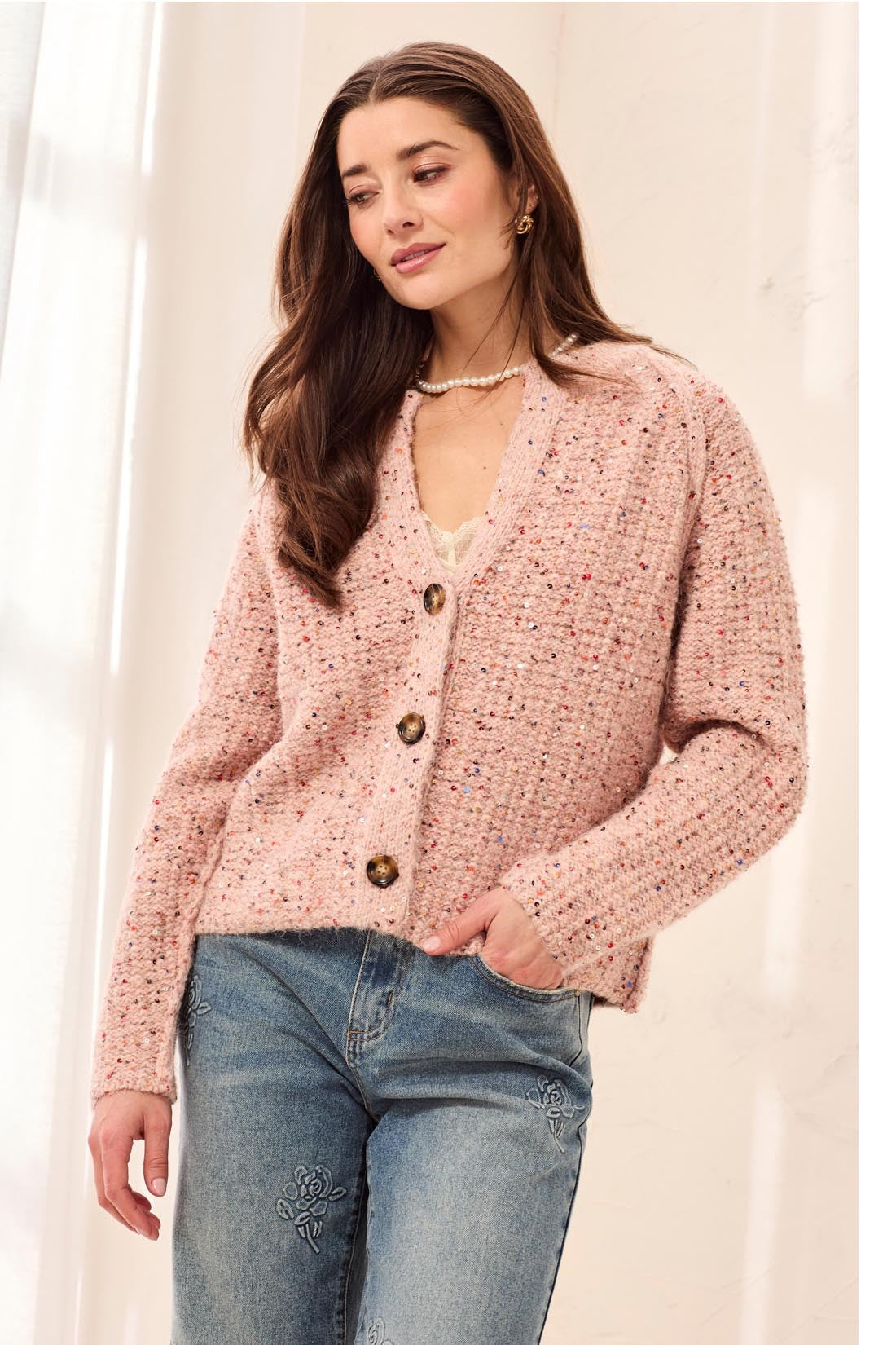 Satin Button Sweater