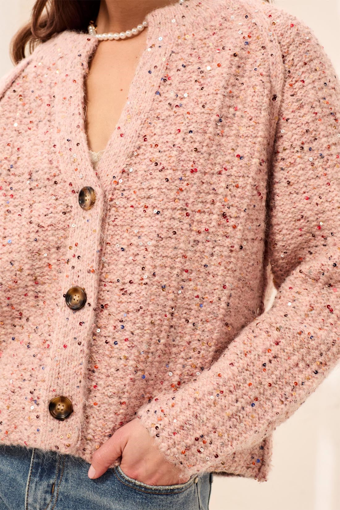Satin Button Sweater