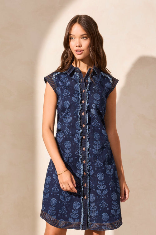 tribal denim dress Tribal Women's Button Down Flowy Denim Dress With Pockets