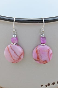 Pink Jasper or Agate Earrings