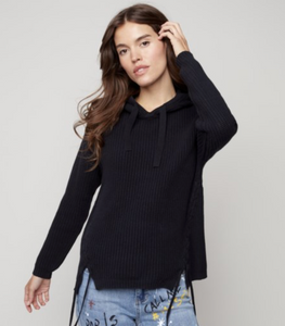 Hooded Lace Up Sweater