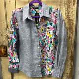 Mixed Print Tab Sleeve